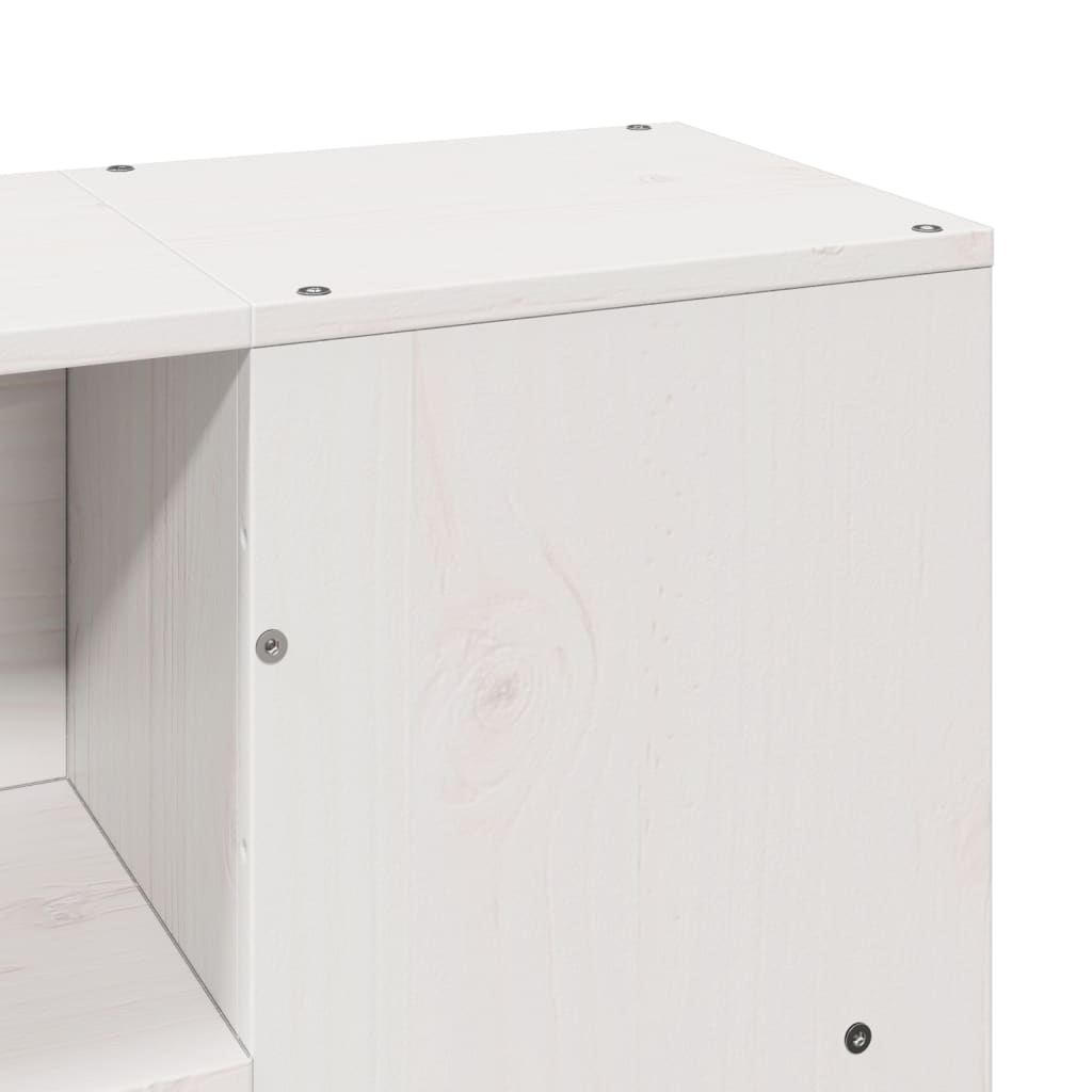 Seng med bokhylle uten madrass hvit 140x190 cm heltre furu