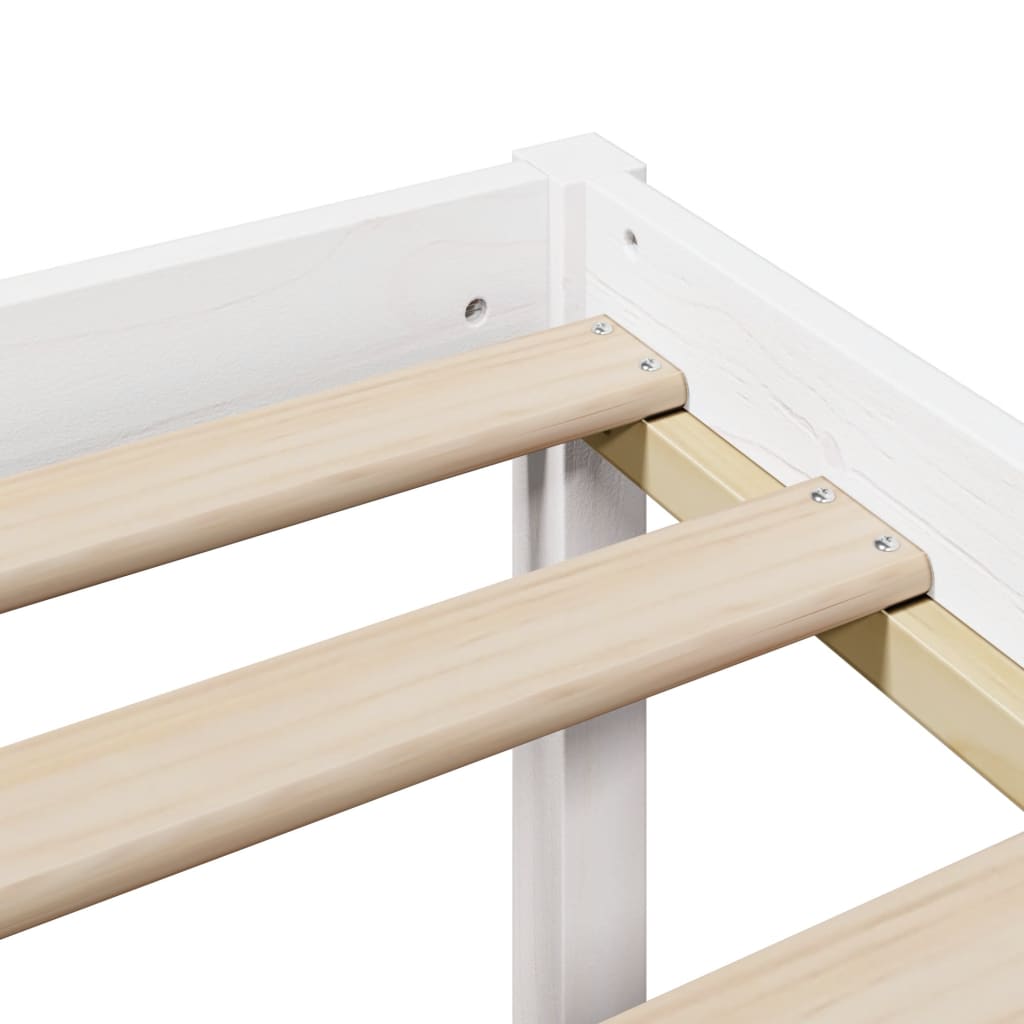 Seng med bokhylle uten madrass hvit 140x190 cm heltre furu