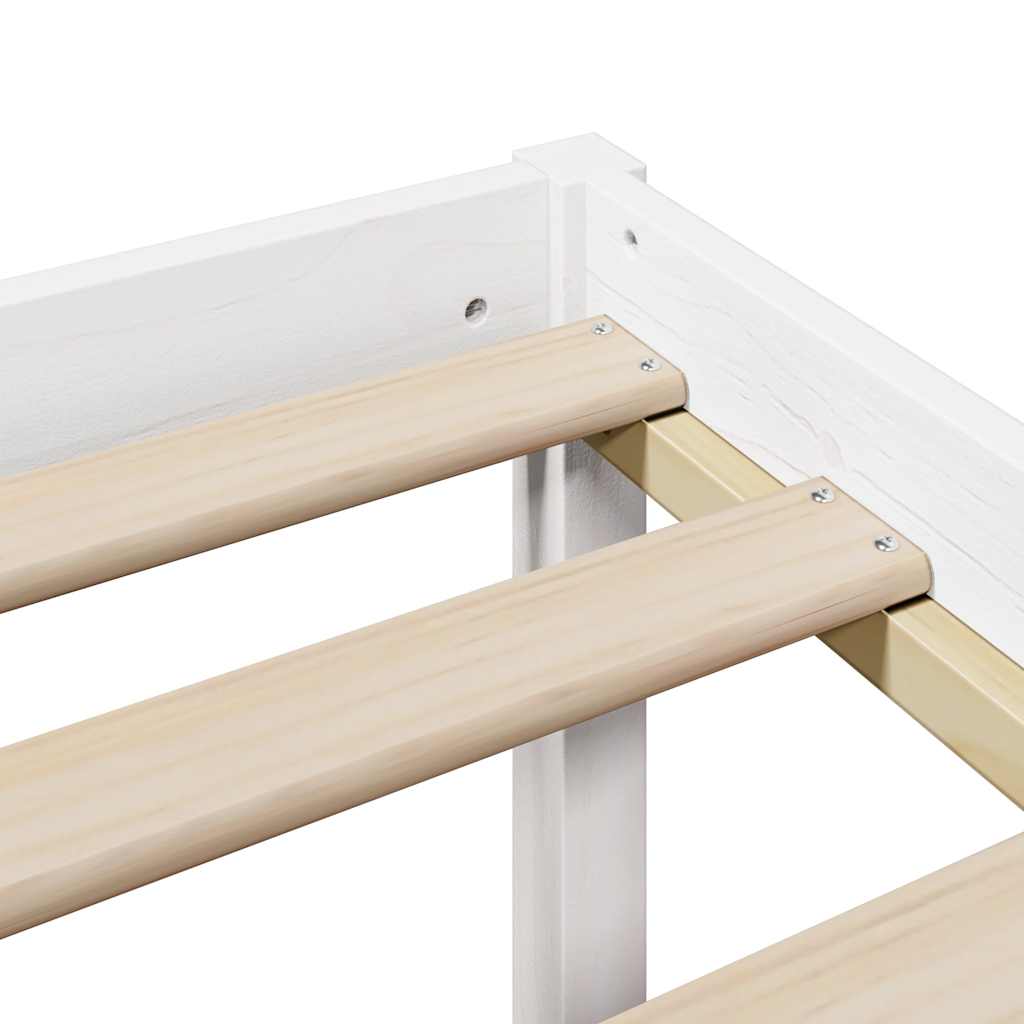 Seng med bokhylle uten madrass hvit 120x200 cm heltre furu