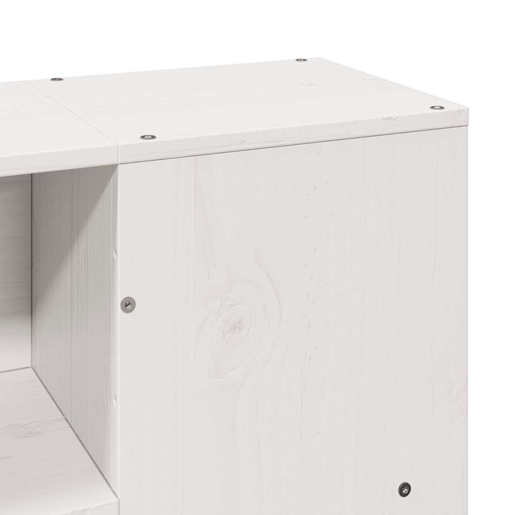 Seng med bokhylle uten madrass hvit 140x200 cm heltre furu