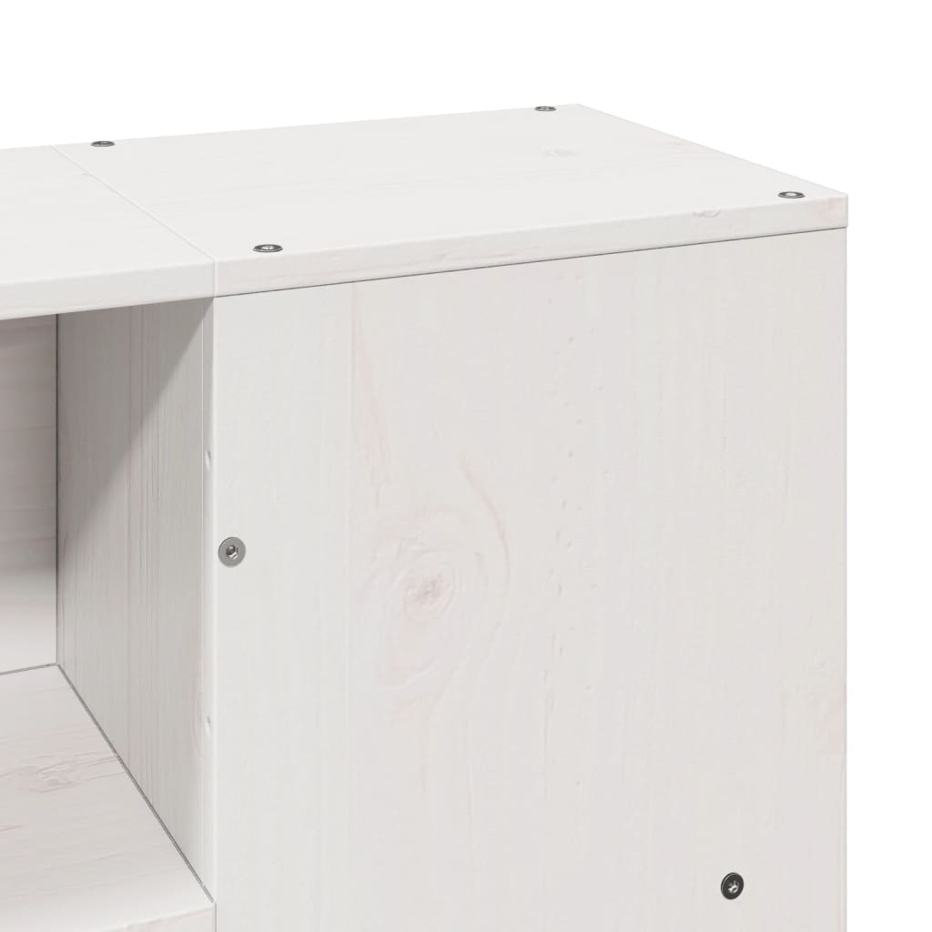 Seng med bokhylle uten madrass hvit 150x200 cm heltre furu