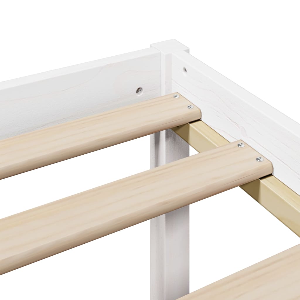 Seng med bokhylle uten madrass hvit 150x200 cm heltre furu