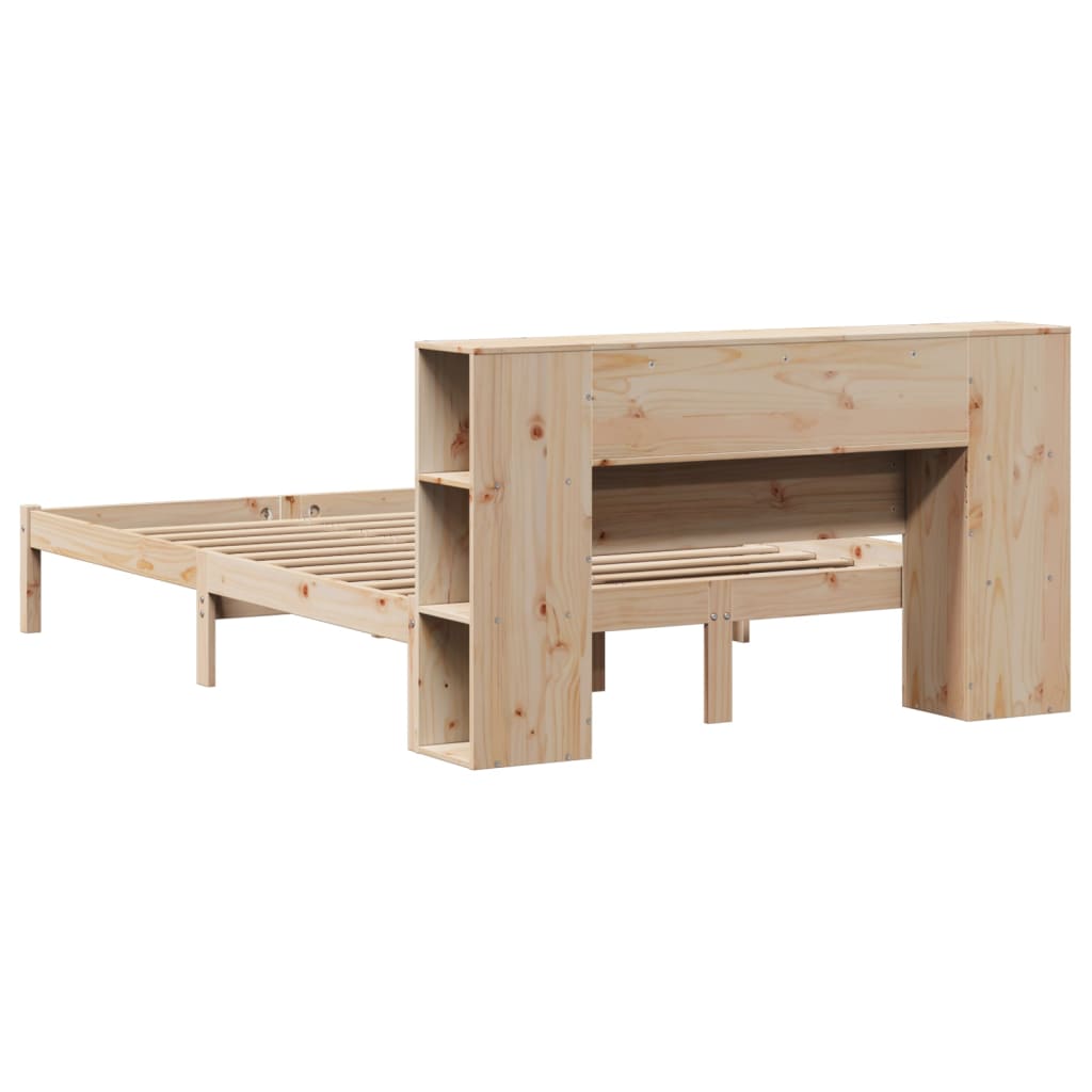 Seng med bokhylle uten madrass 160x200 cm heltre furu