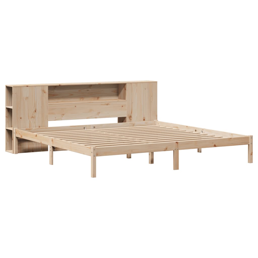 Seng med bokhylle uten madrass 180x200 cm heltre furu