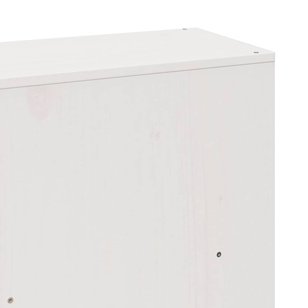 Seng med bokhylle uten madrass hvit 200x200 cm heltre furu