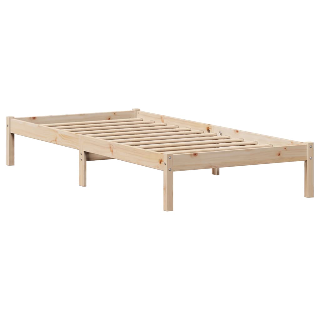 Seng med bokhylle uten madrass 75x190 cm heltre furu