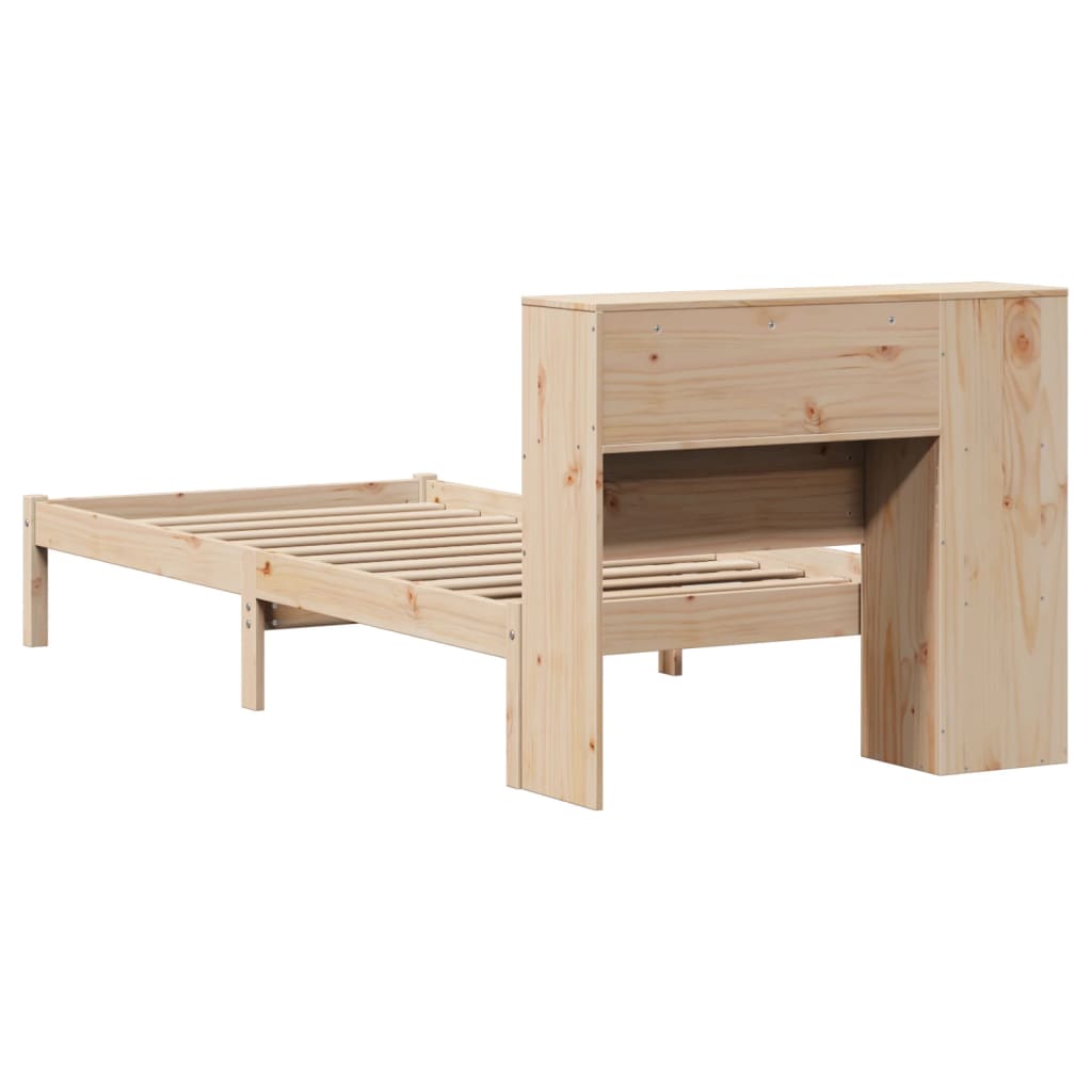 Seng med bokhylle uten madrass 75x190 cm heltre furu