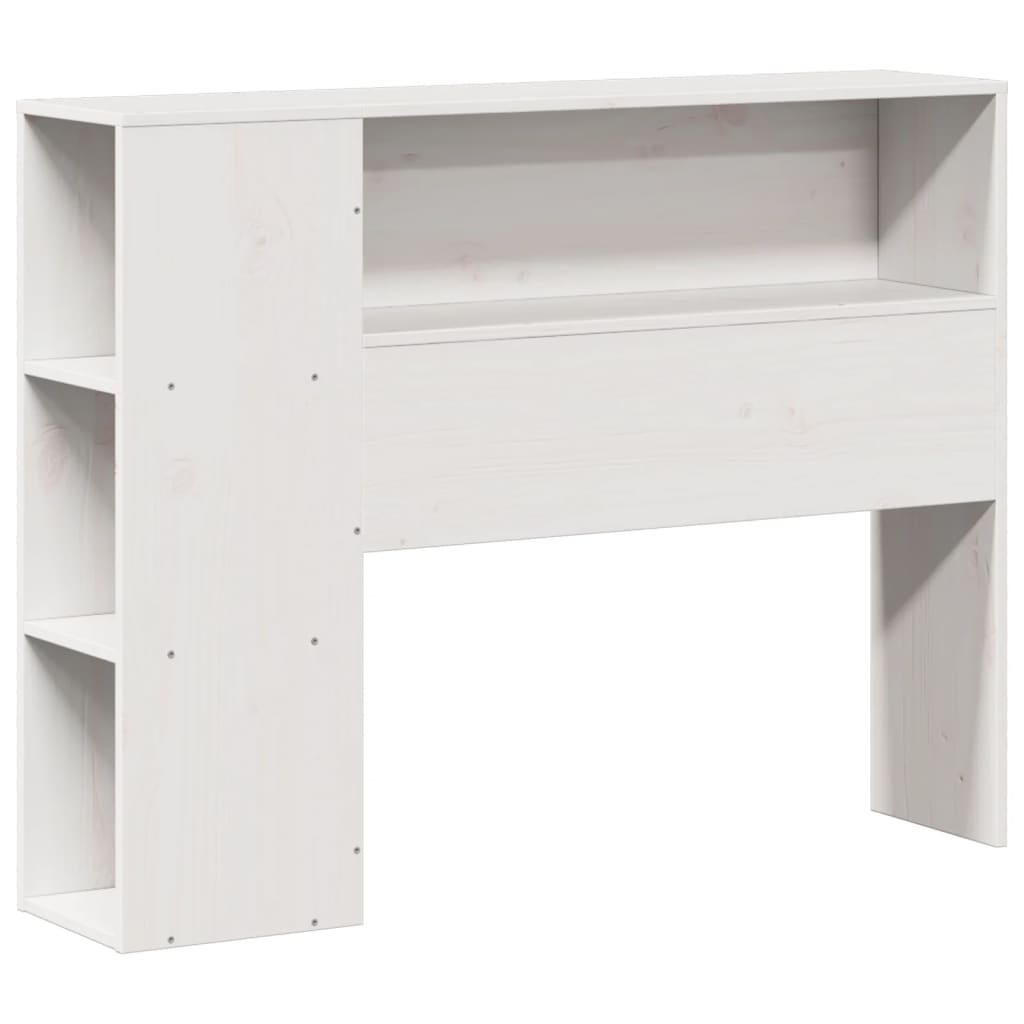 Seng med bokhylle uten madrass hvit 75x190 cm heltre furu