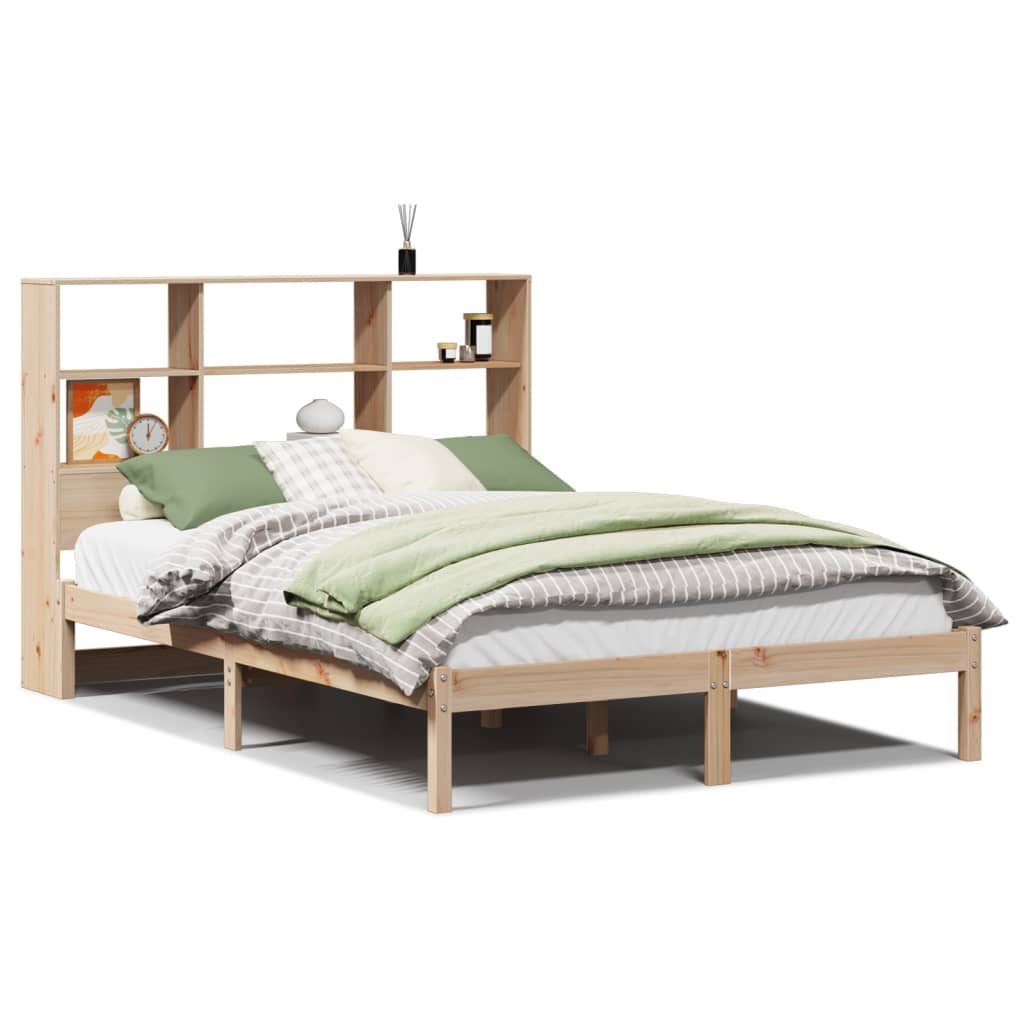 Seng med bokhylle uten madrass 140x190 cm heltre furu