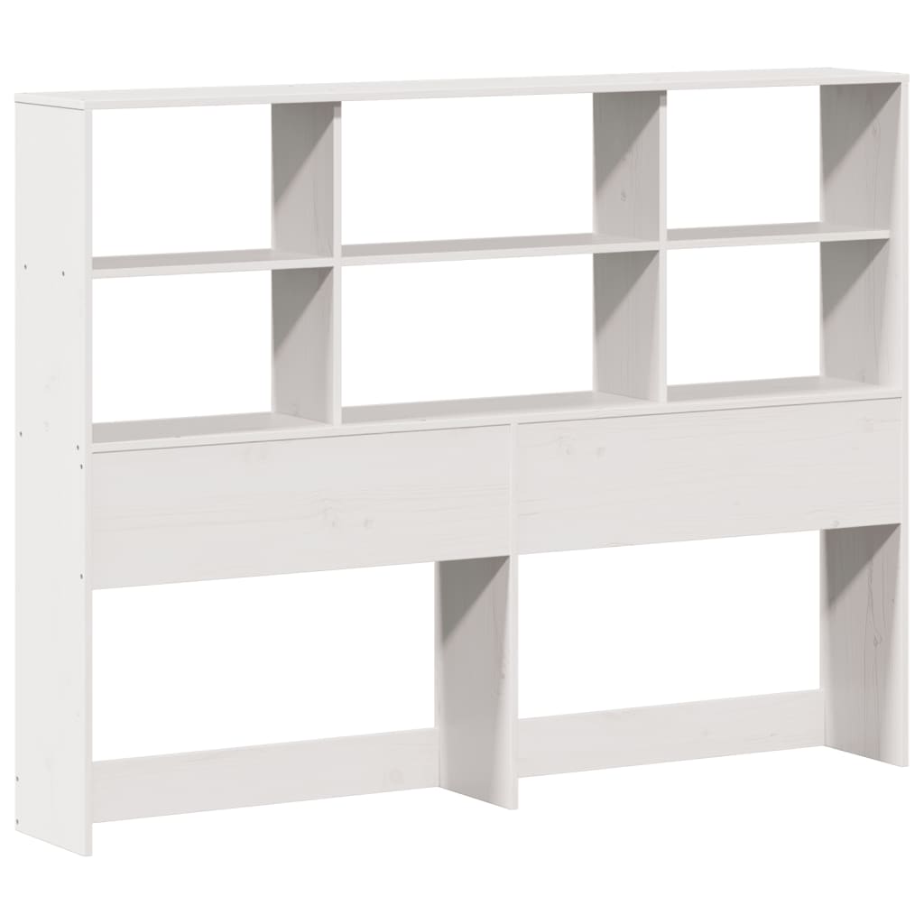 Seng med bokhylle uten madrass hvit 140x190 cm heltre furu