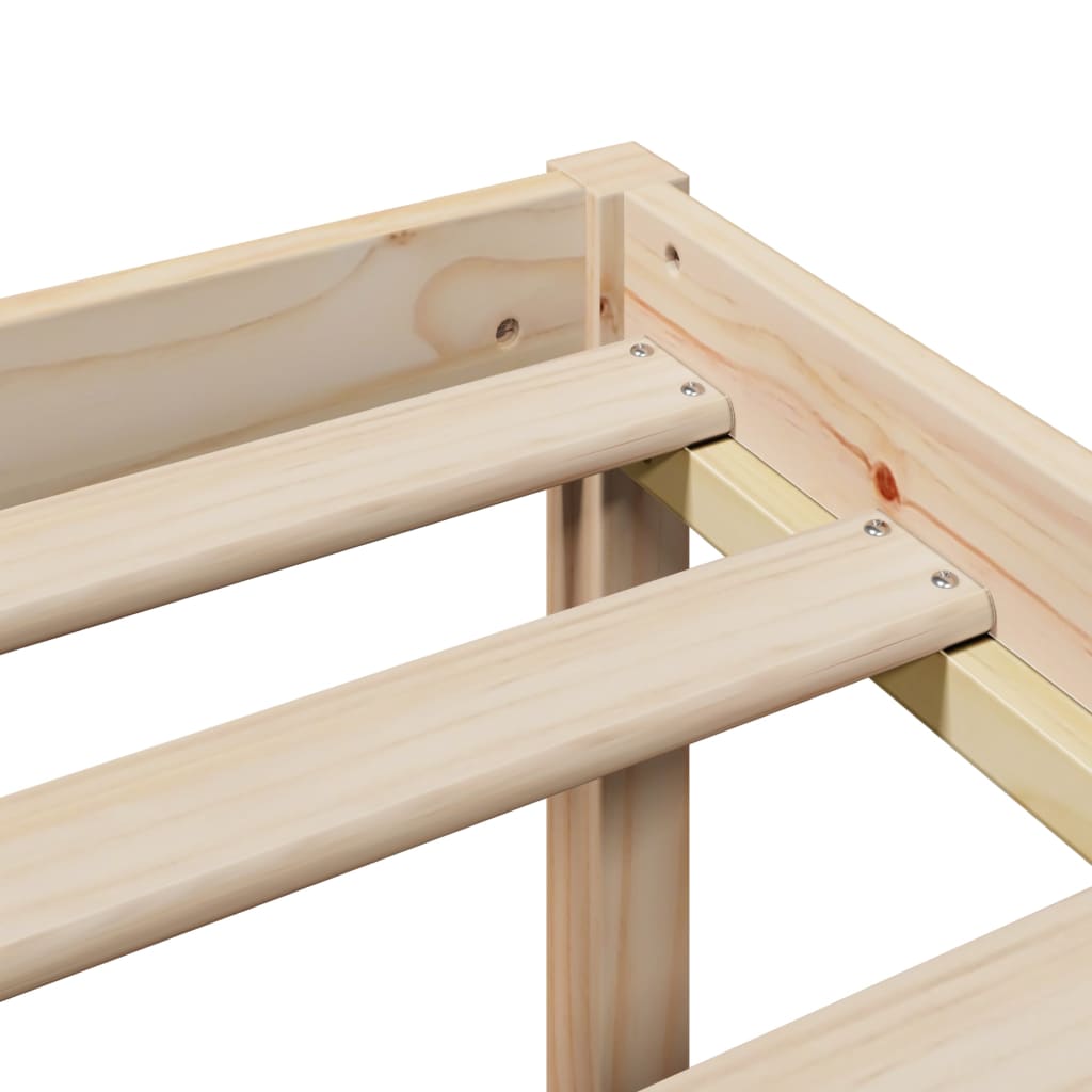 Seng med bokhylle uten madrass 90x200 cm heltre furu