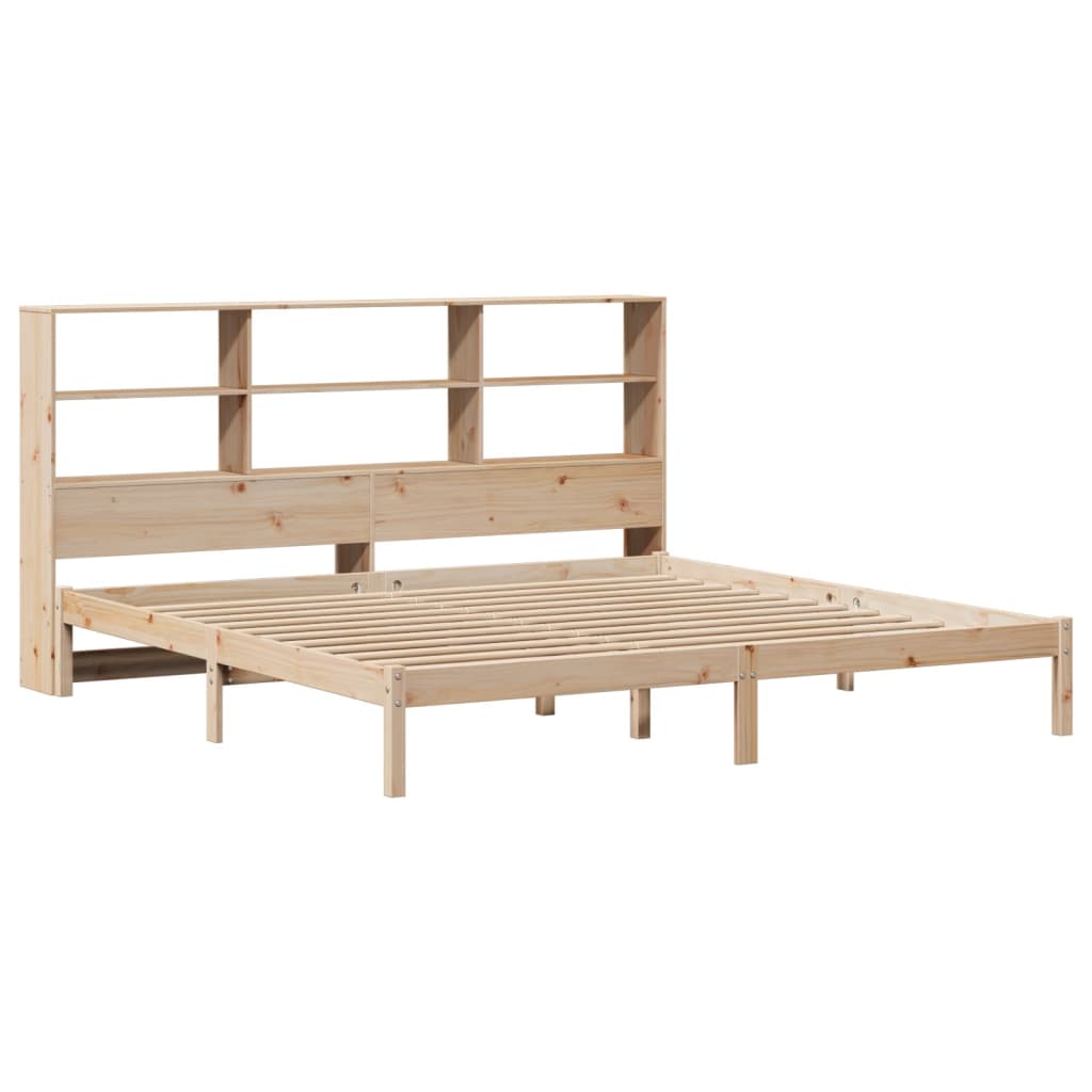 Seng med bokhylle uten madrass 180x200 cm heltre furu
