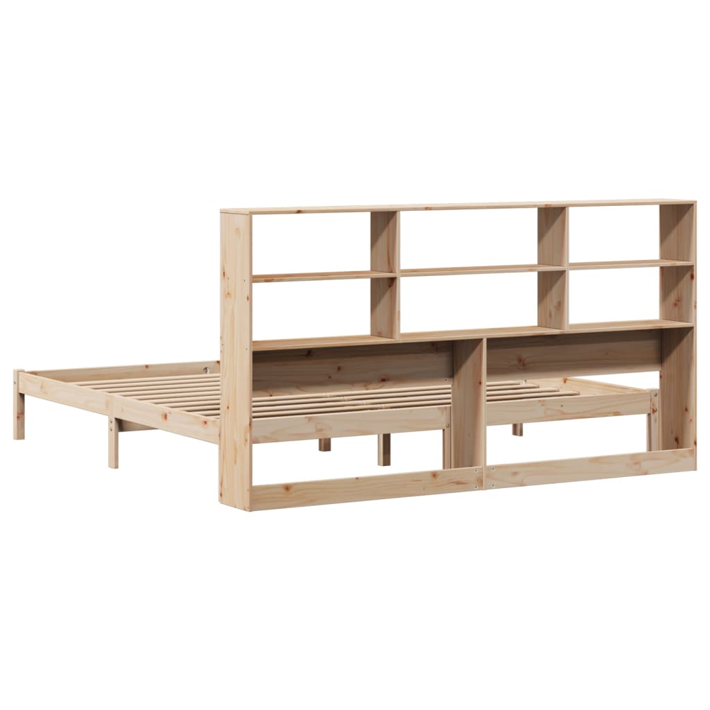 Seng med bokhylle uten madrass 180x200 cm heltre furu