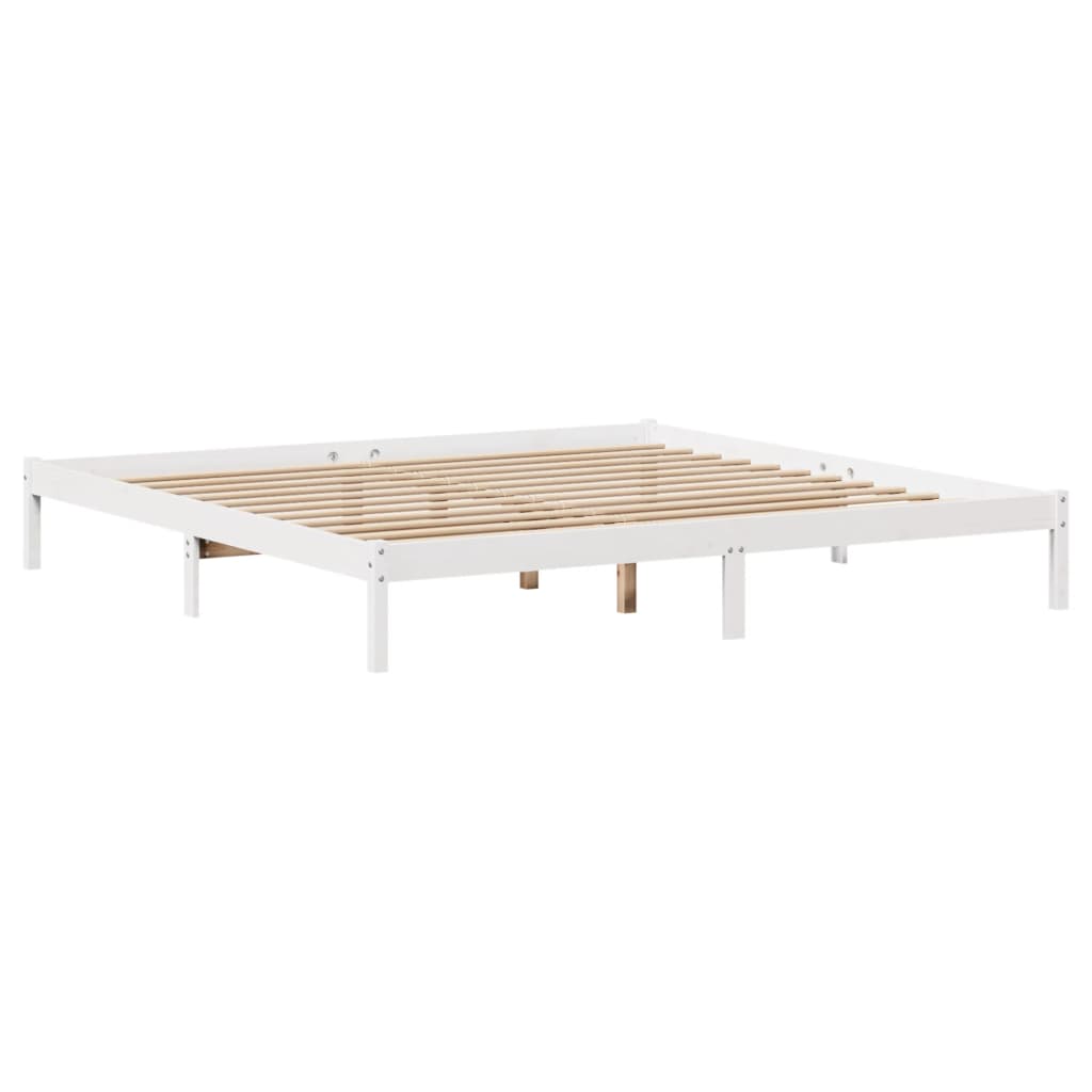 Seng med bokhylle uten madrass hvit 180x200 cm heltre furu