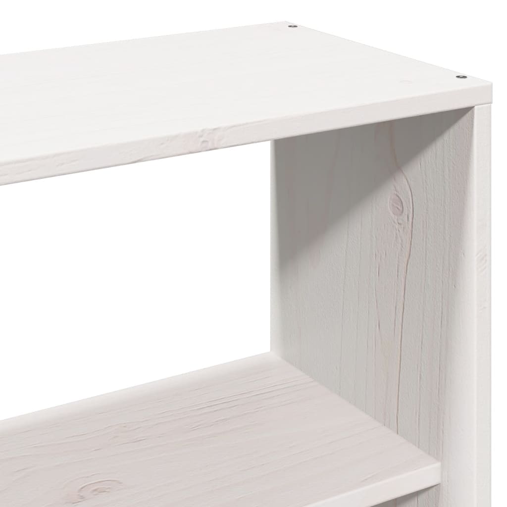 Seng med bokhylle uten madrass hvit 180x200 cm heltre furu