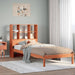 Seng med bokhylle uten madrass voksbrun 75x190 cm heltre furu