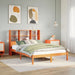 Seng med bokhylle uten madrass voksbrun 135x190 cm heltre furu