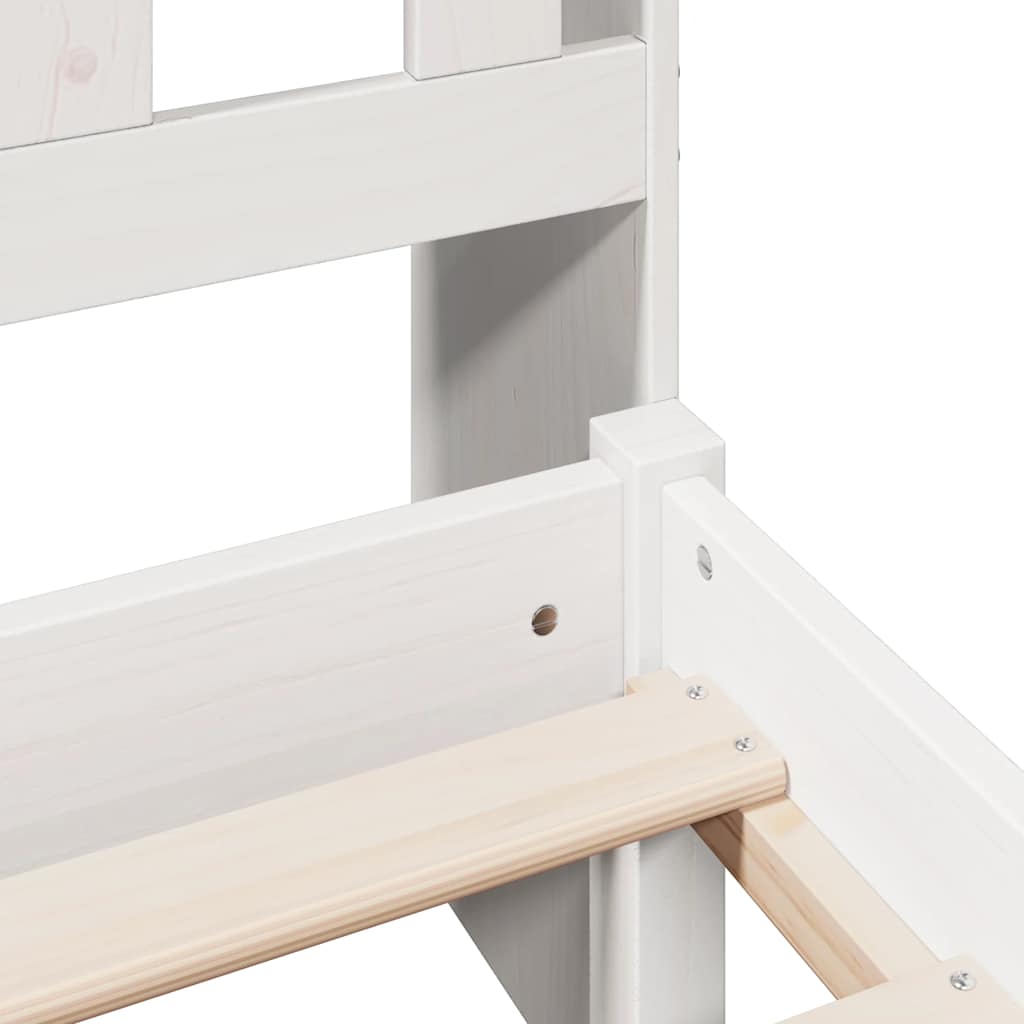 Seng med bokhylle uten madrass hvit 135x190 cm heltre furu