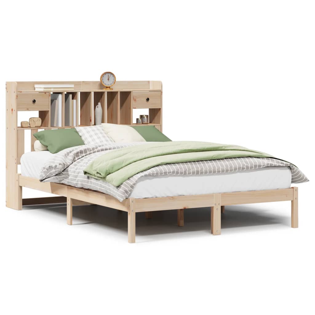 Seng med bokhylle uten madrass 140x190 cm heltre furu