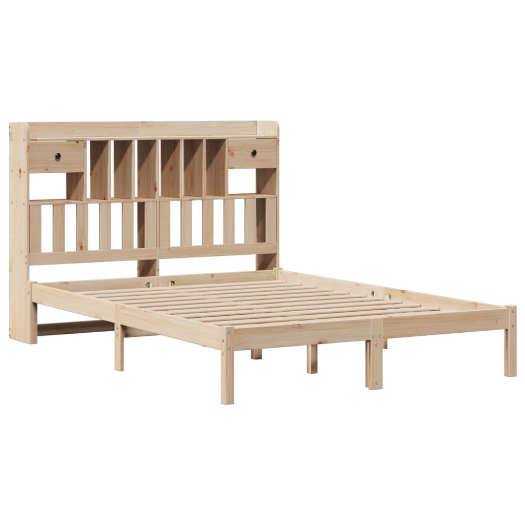 Seng med bokhylle uten madrass 140x190 cm heltre furu