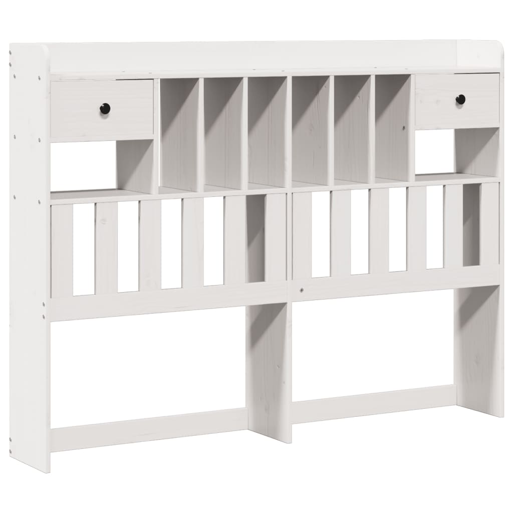 Seng med bokhylle uten madrass hvit 140x190 cm heltre furu