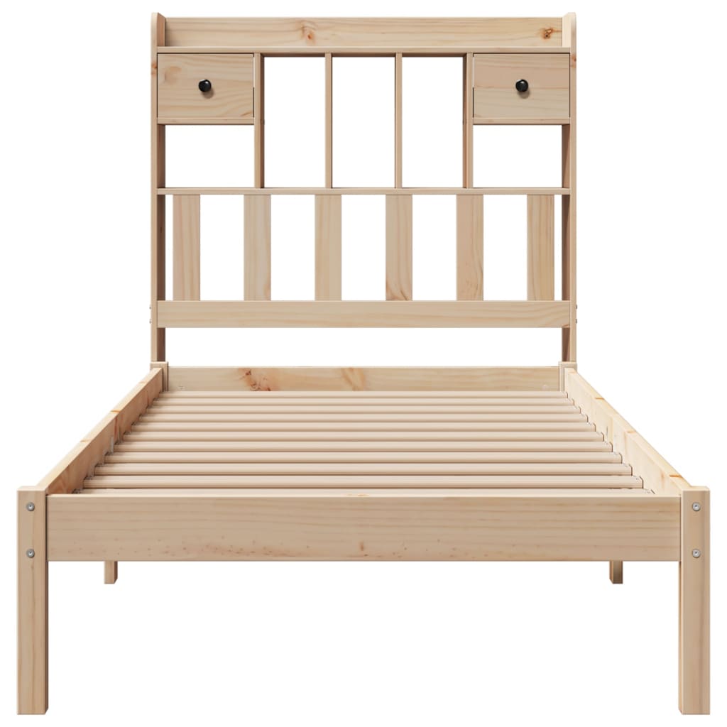 Seng med bokhylle uten madrass 90x200 cm heltre furu