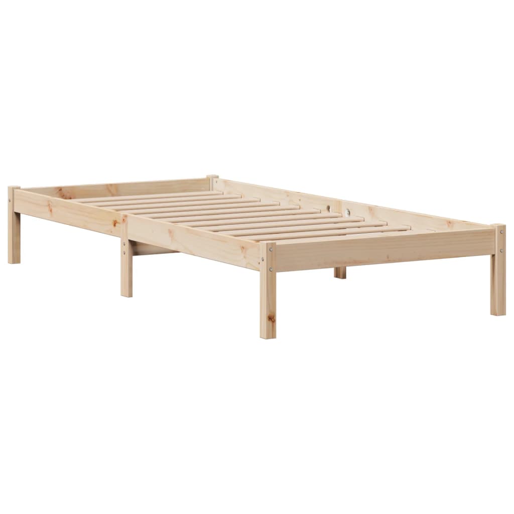 Seng med bokhylle uten madrass 90x200 cm heltre furu
