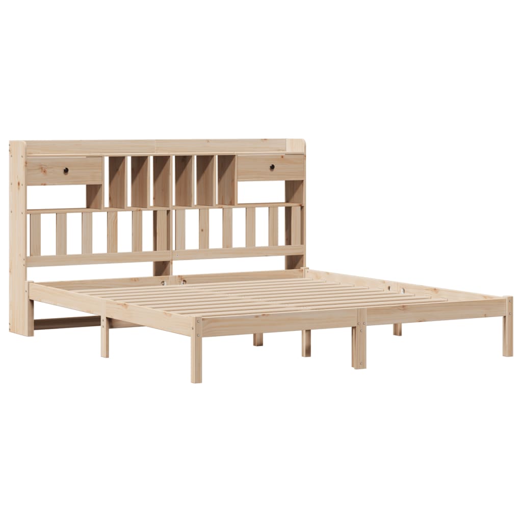 Seng med bokhylle uten madrass 180x200 cm heltre furu