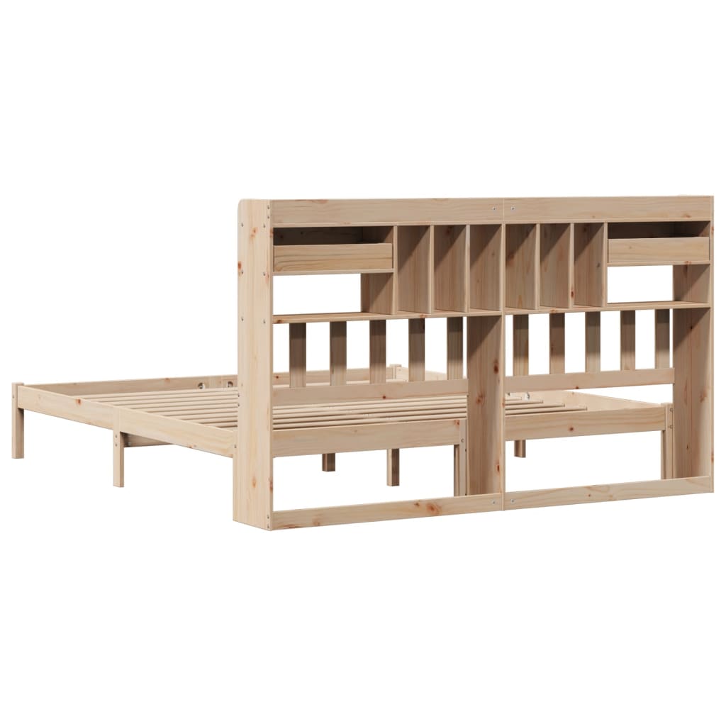Seng med bokhylle uten madrass 180x200 cm heltre furu