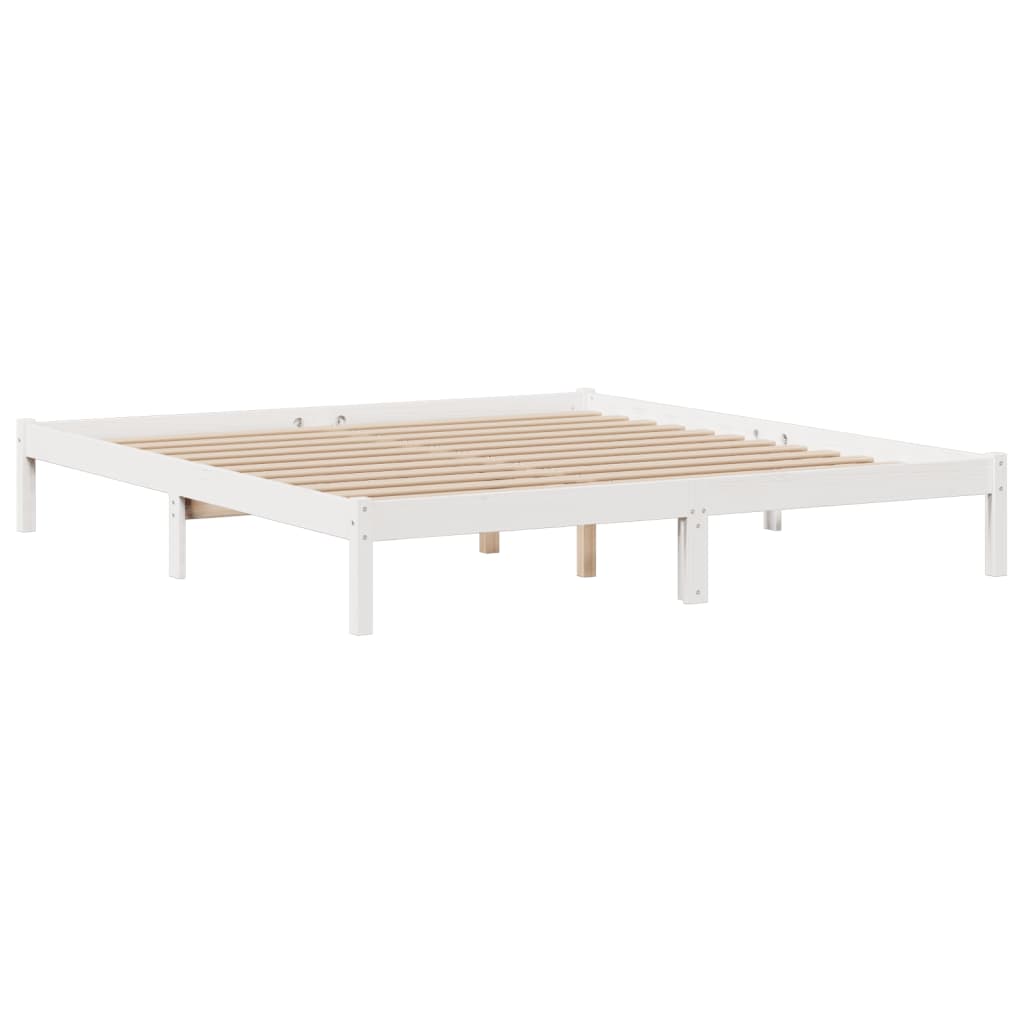 Seng med bokhylle uten madrass hvit 180x200 cm heltre furu