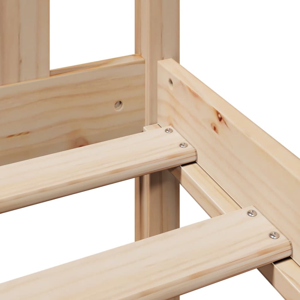 Seng med bokhylle uten madrass 140x200 cm heltre furu