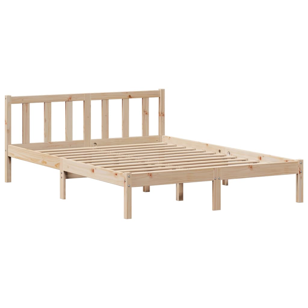 Seng med bokhylle uten madrass 160x200 cm heltre furu