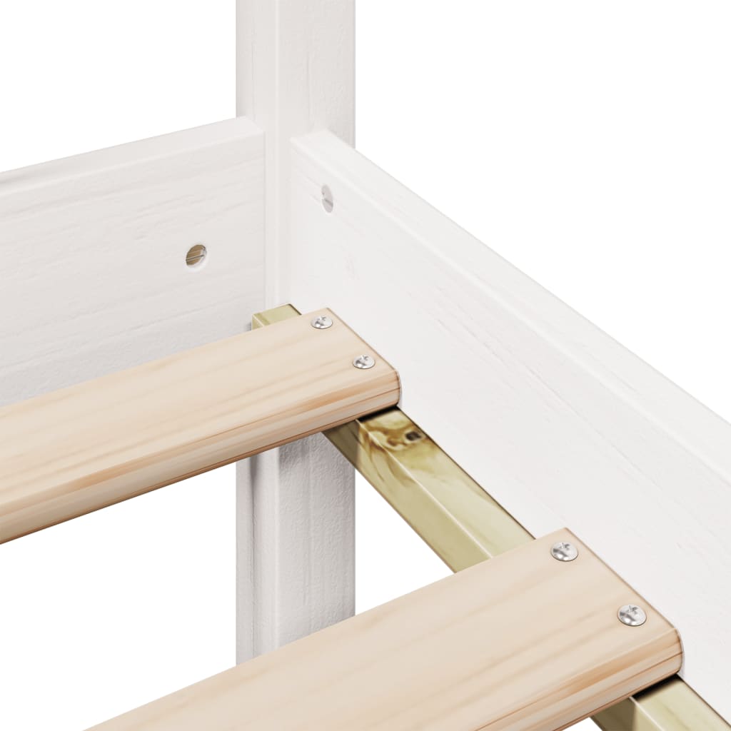 Seng med bokhylle uten madrass hvit 120x190 cm heltre furu