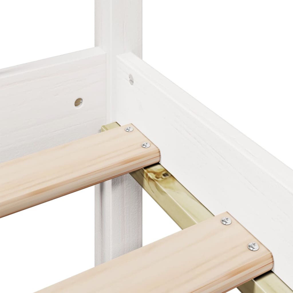 Seng med bokhylle uten madrass hvit 140x190 cm heltre furu