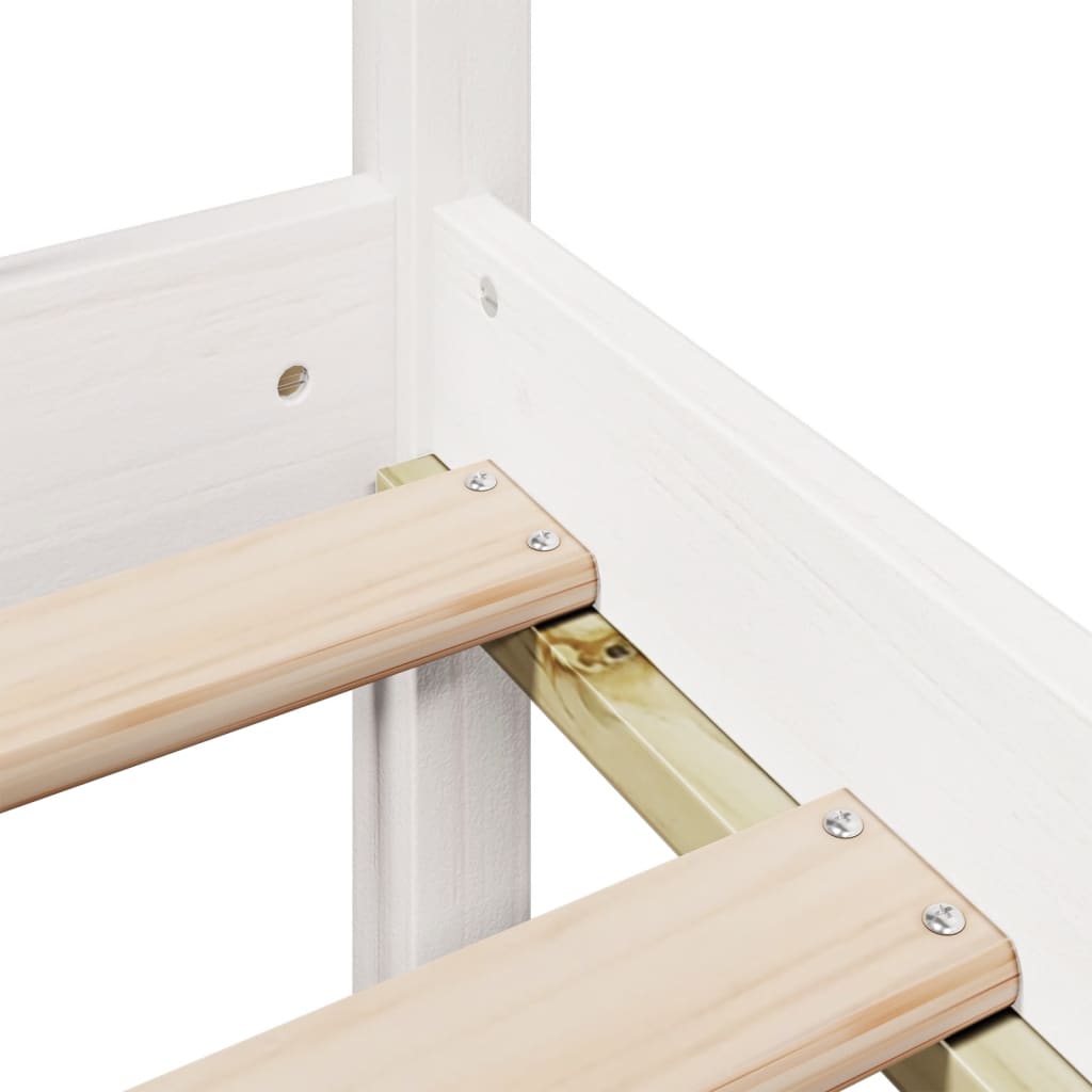 Seng med bokhylle uten madrass hvit 120x200 cm heltre furu