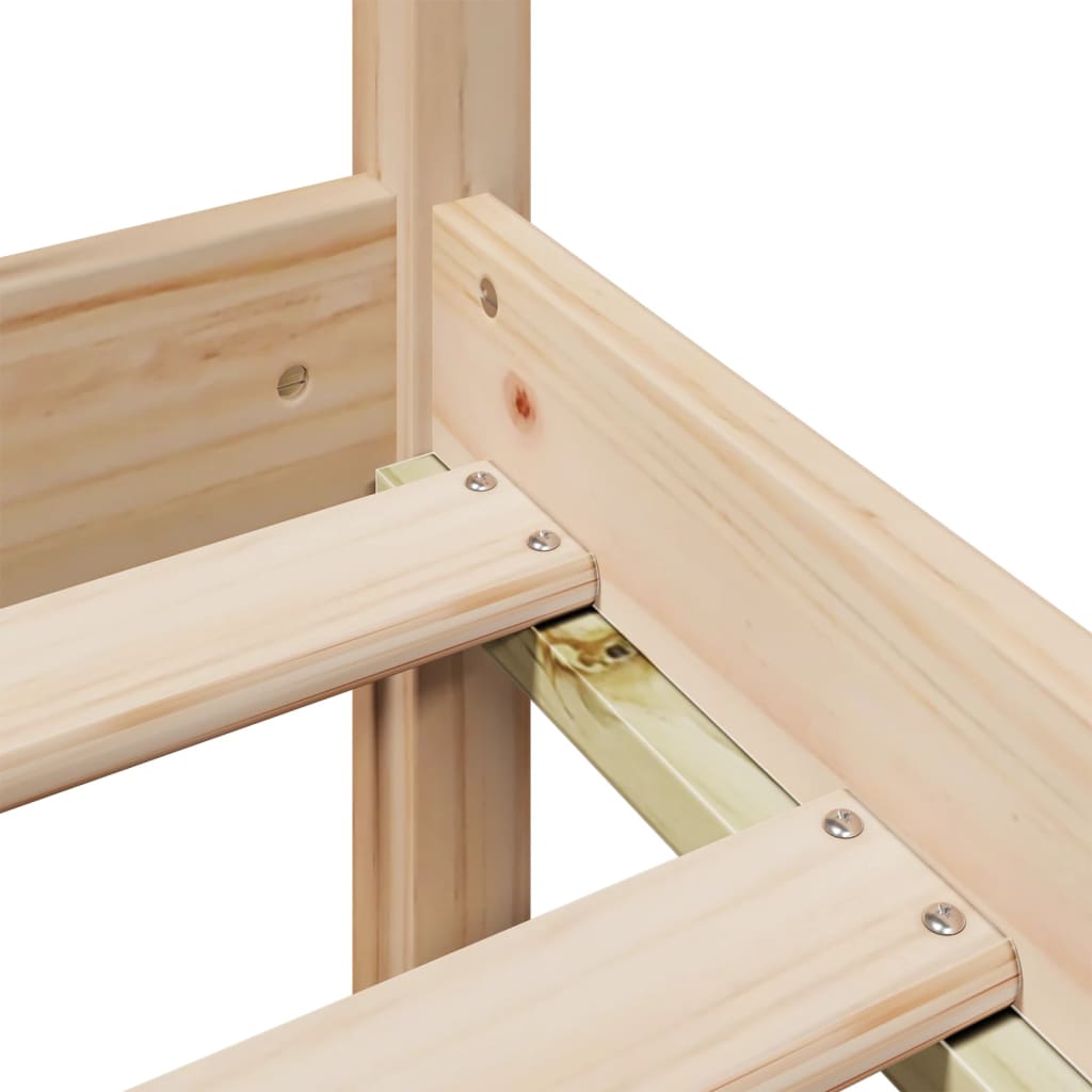 Seng med bokhylle uten madrass 160x200 cm heltre furu