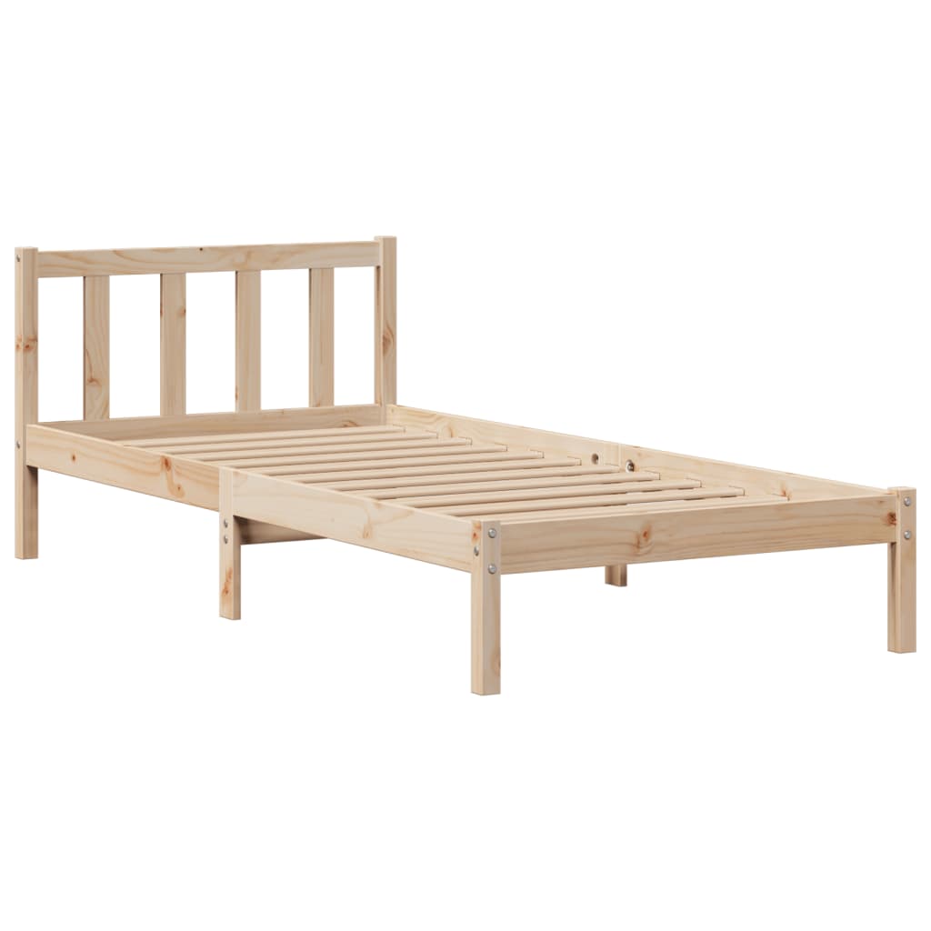 Seng med bokhylle uten madrass 75x190 cm heltre furu