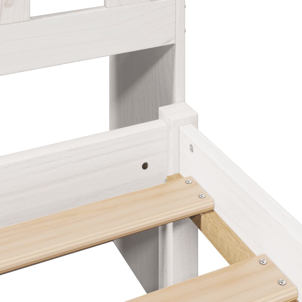 Seng med bokhylle uten madrass hvit 75x190 cm heltre furu