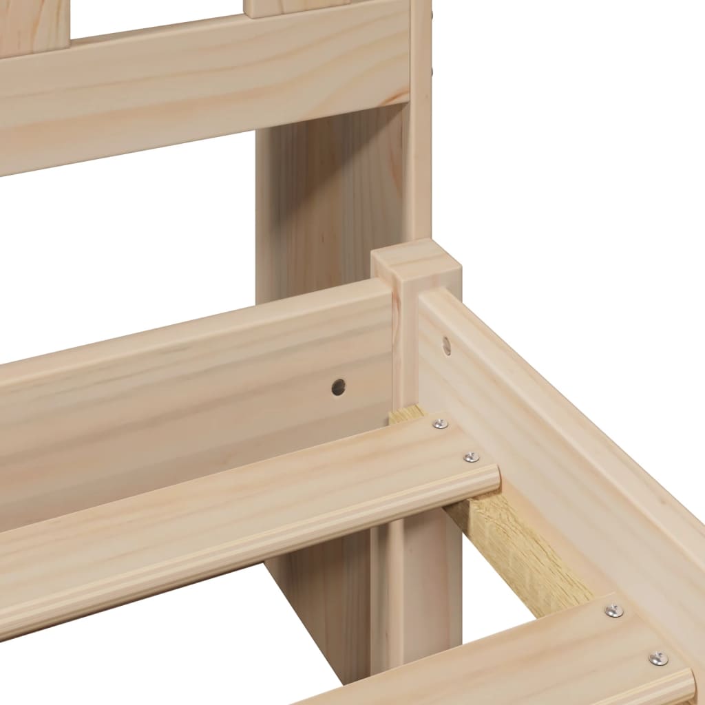 Seng med bokhylle uten madrass 90x200 cm heltre furu