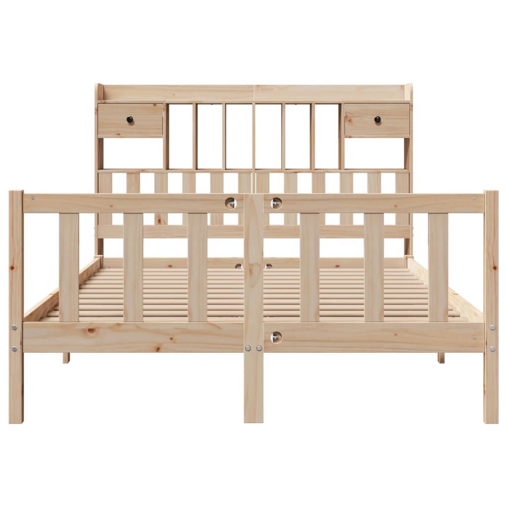 Seng med bokhylle uten madrass 140x200 cm heltre furu