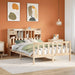 Seng med bokhylle uten madrass 140x200 cm heltre furu
