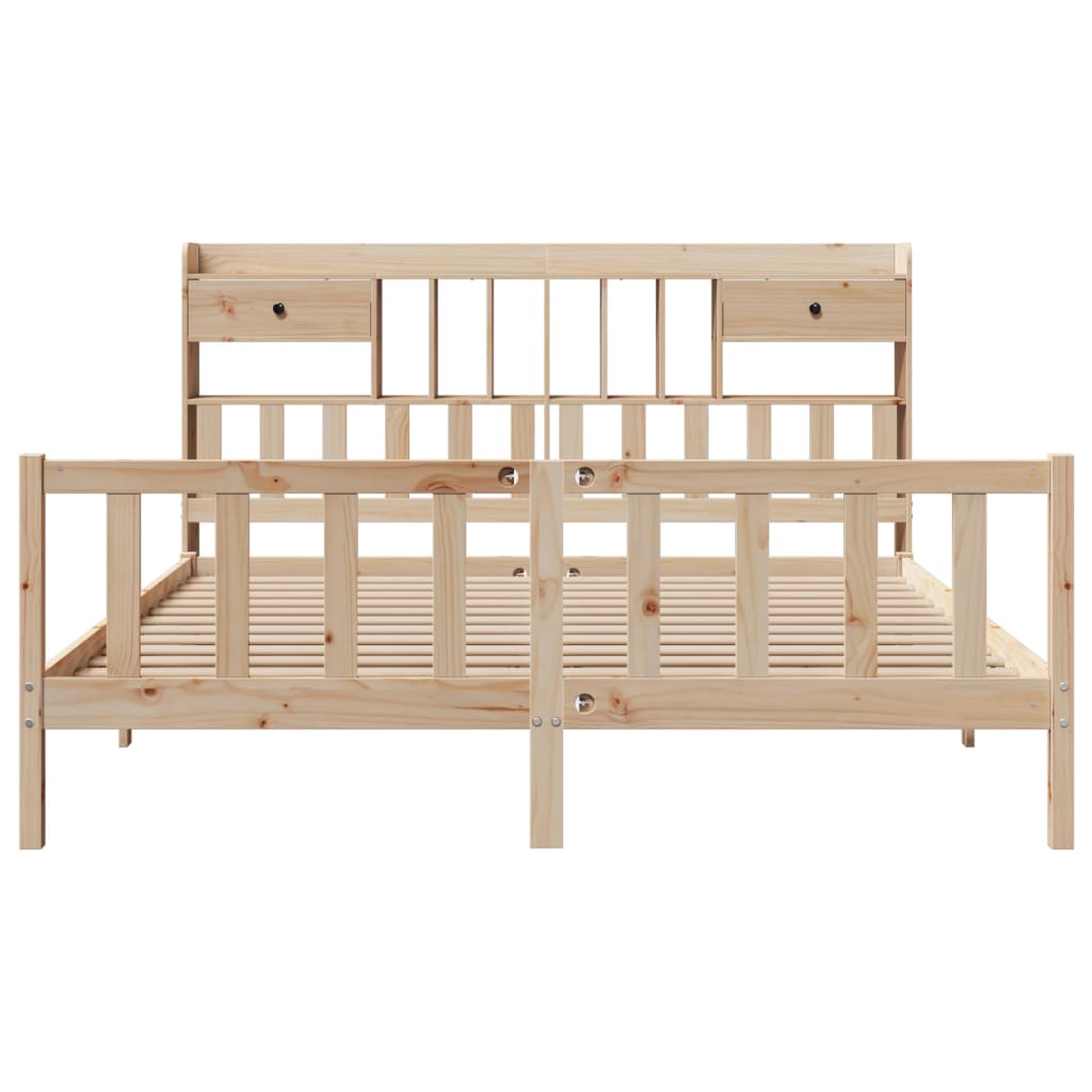 Seng med bokhylle uten madrass 180x200 cm heltre furu