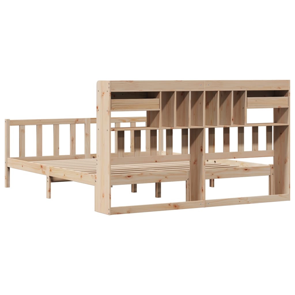 Seng med bokhylle uten madrass 180x200 cm heltre furu
