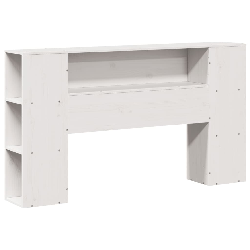 Seng med bokhylle uten madrass hvit 135x190 cm heltre furu