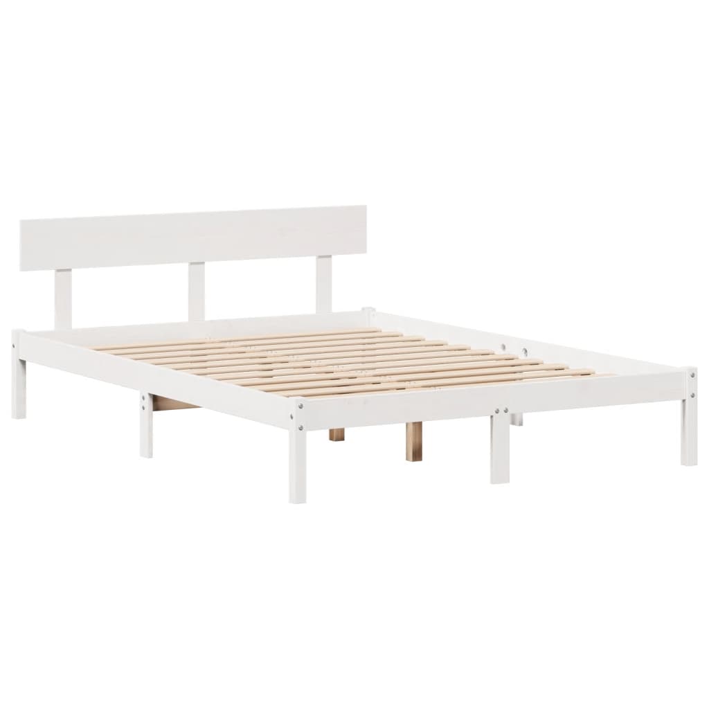 Seng med bokhylle uten madrass hvit 120x200 cm heltre furu