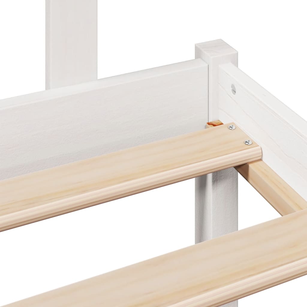 Seng med bokhylle uten madrass hvit 140x200 cm heltre furu