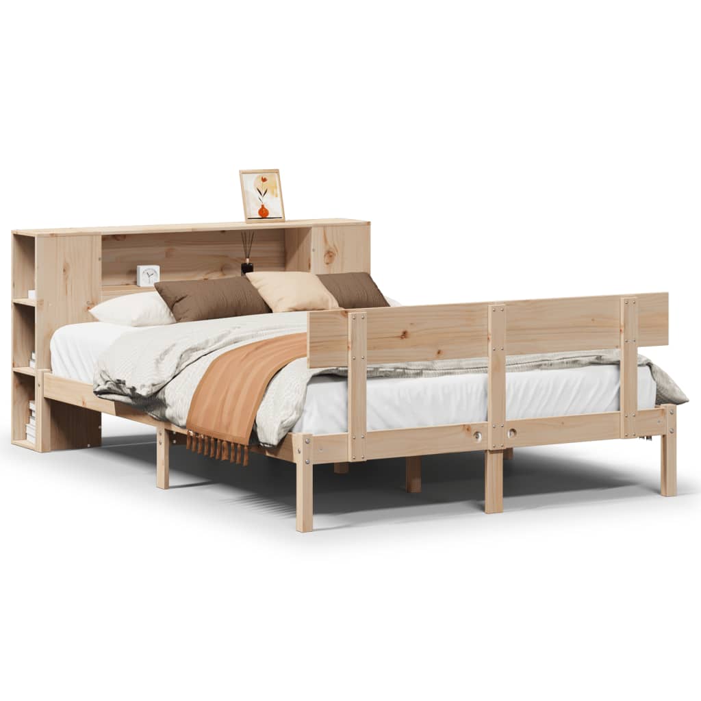 Seng med bokhylle uten madrass 160x200 cm heltre furu