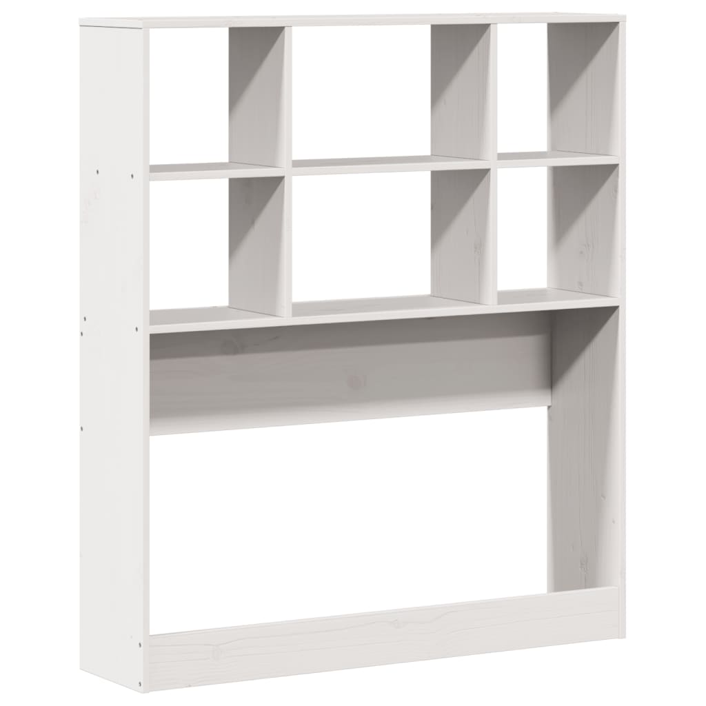 Seng med bokhylle uten madrass hvit 90x190 cm heltre furu