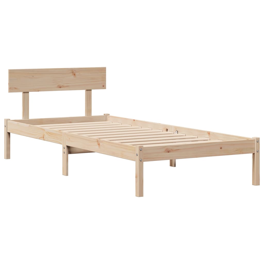 Seng med bokhylle uten madrass 90x200 cm heltre furu