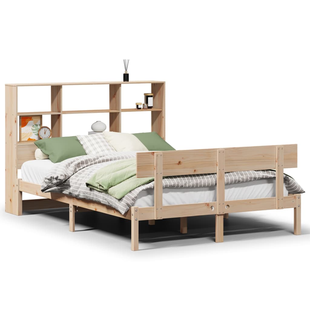 Seng med bokhylle uten madrass 120x200 cm heltre furu